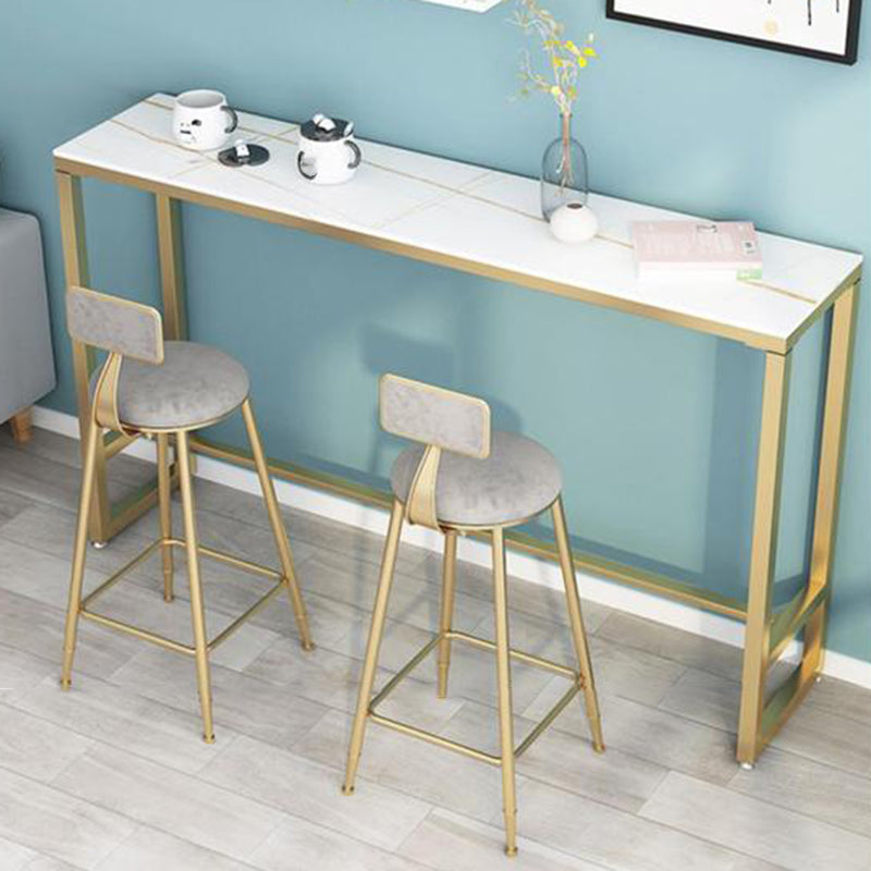 Stone Rectangle Bar Dining Table Modern Bar Table with Trestle Base