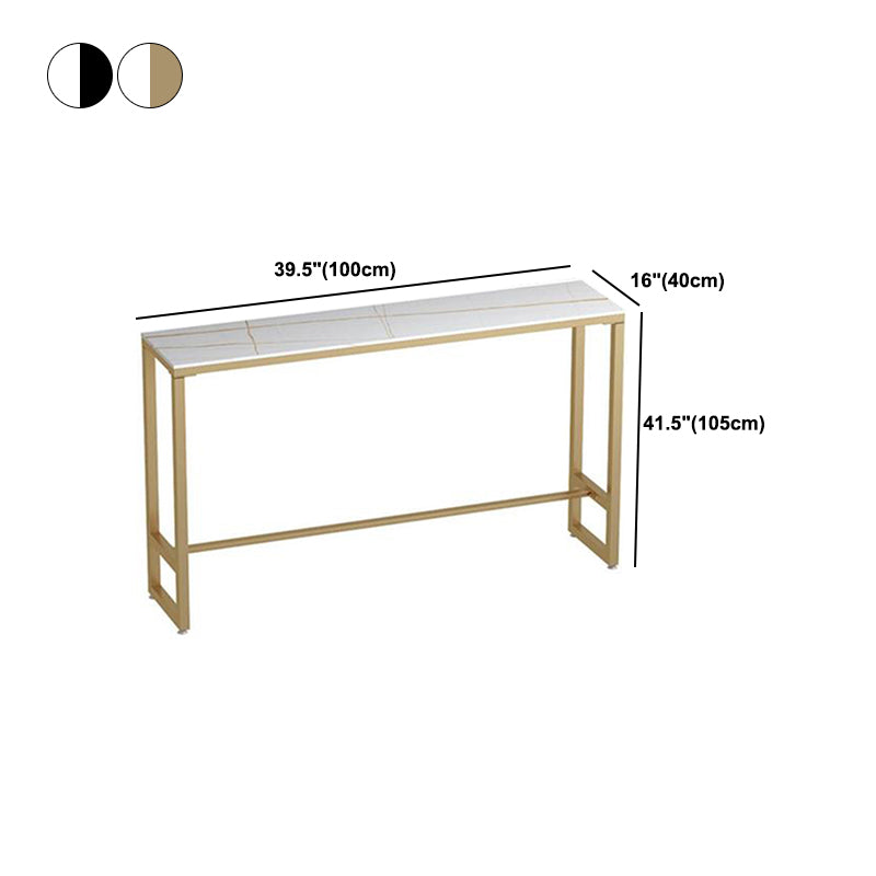 Stone Rectangle Bar Dining Table Modern Bar Table with Trestle Base