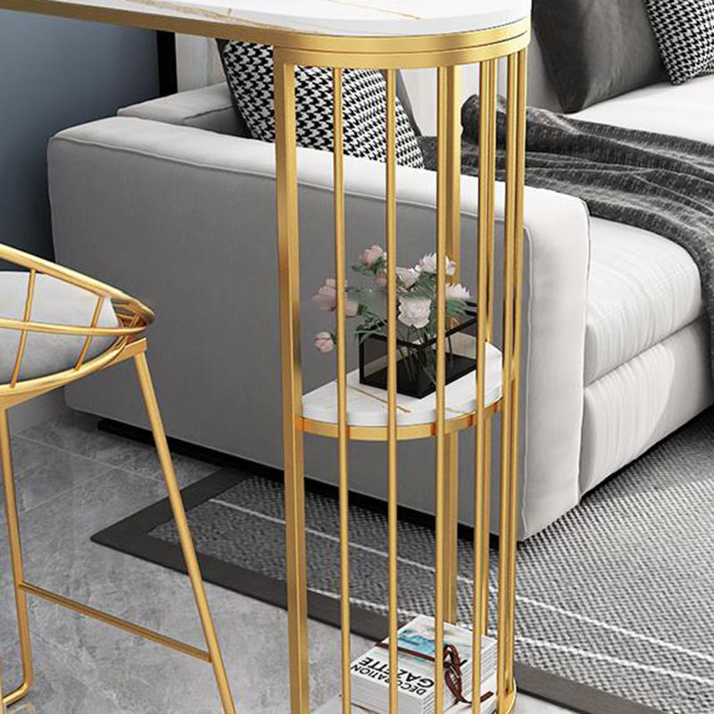 Stone Irregular Shape Bar Table Traditional Luxury Bistro Table with Double Pedestal