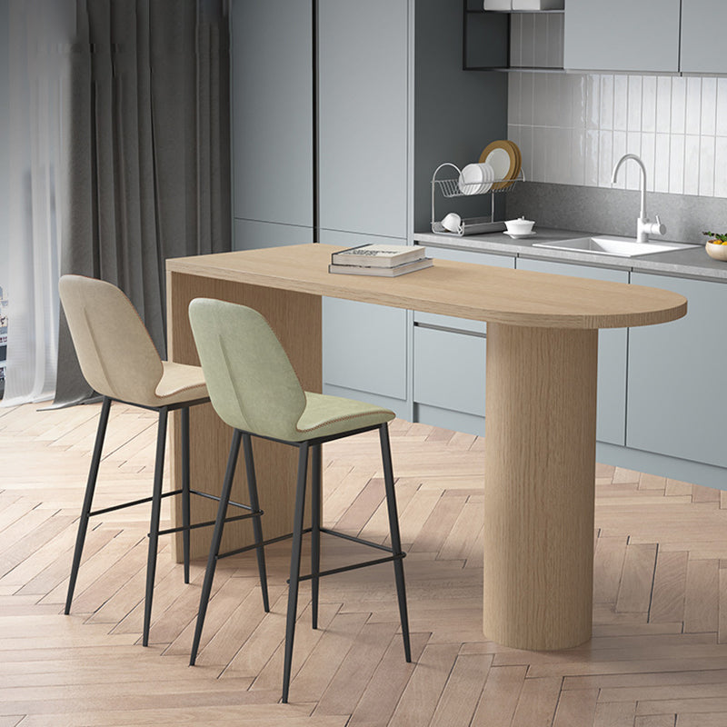 Contemporary Wood Bar Table Bistro Bar Desk with Double Pedestal