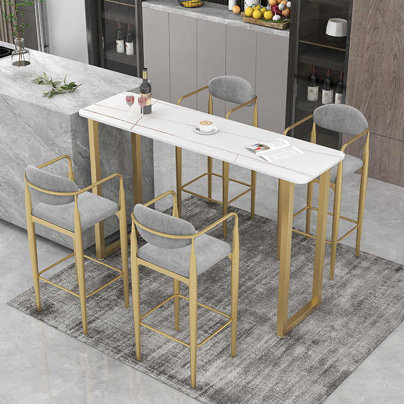 Traditional Luxury Stone Bar Table Rectangle Bar Dining Table with Sled Base