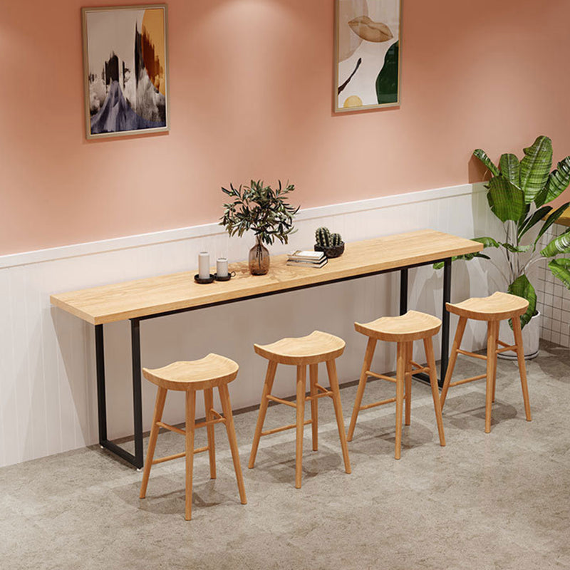 Industrial Rectangle Bar Table Solid Wood Bar Table with Metal Base