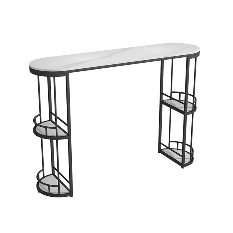 Traditional Luxury Stone Bar Dining Table Oval Bar Table with Double Pedestal