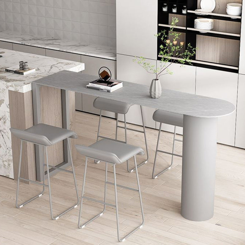 Contemporary Bar Table Stone Bar Desk with Double Pedestal for Home