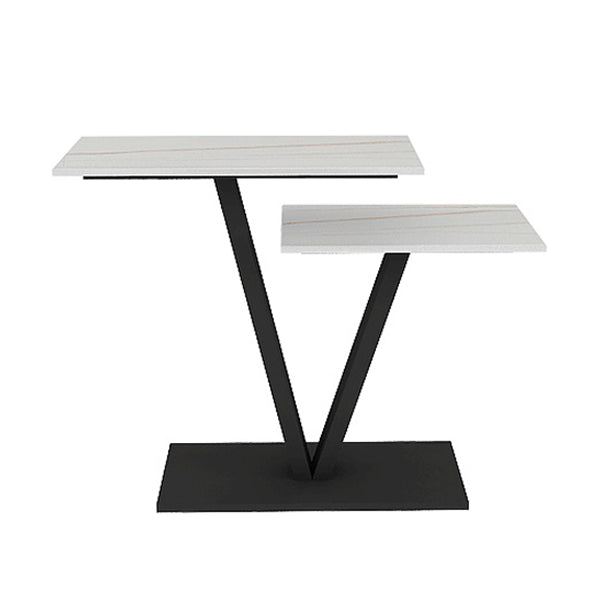Contemporary Stone Console Sofa Table Rectangle End Table with Shelf for Hall