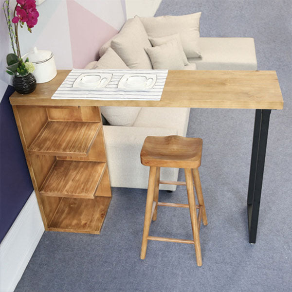 Industrial 1/2/3 Pieces Bar Table Set Rectangle Bar Table with High Wood Stools