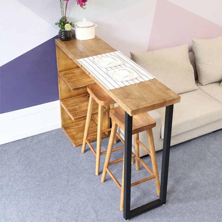 Industrial 1/2/3 Pieces Bar Table Set Rectangle Bar Table with High Wood Stools