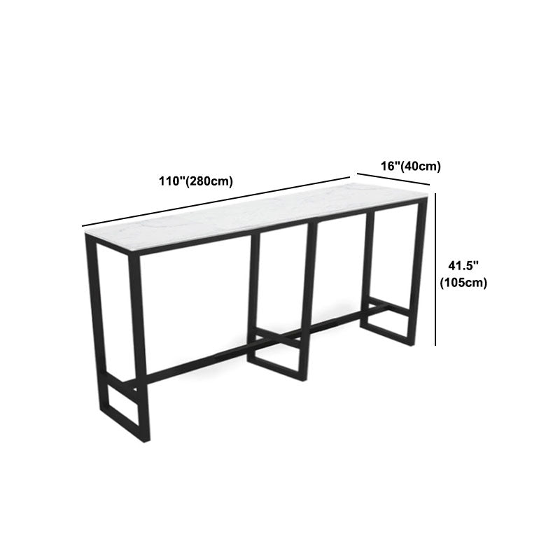 Modern 1/7 Pieces Bar Table Set Rectangle Stone Counter Table with Stools for Living Room