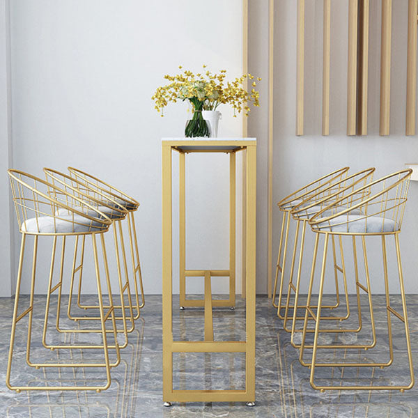 Glam Style 1/2/7 Pieces Faux Marble Bar Table Set Fixed Table Counter Set for Home Use