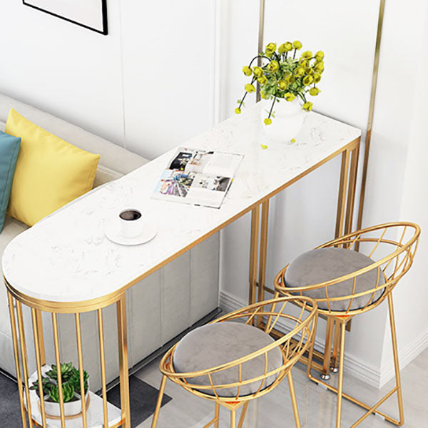 Glam Bar Table Set 1/3 Pieces Stone Counter Table with High Stools for Balcony