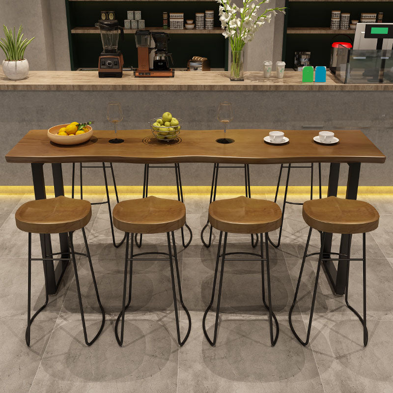1/9 Pieces Modern Rectangular Bistro Table Set Wooden Counter Table with Backless Stools