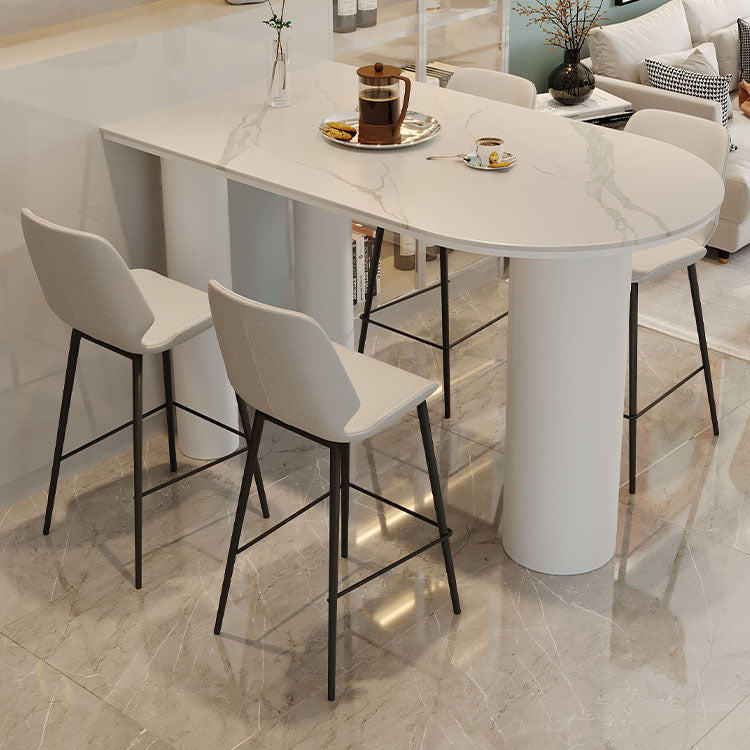 White Stone Top Counter Set Modern 1/2/5 Pieces Indoor Bar Stool and Table Set