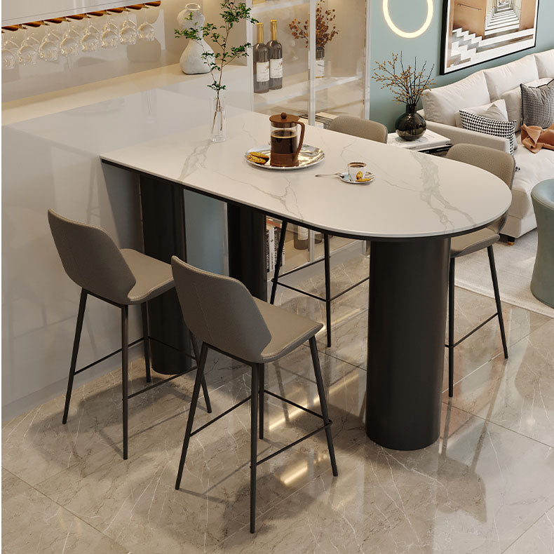 White Stone Top Counter Set Modern 1/2/5 Pieces Indoor Bar Stool and Table Set