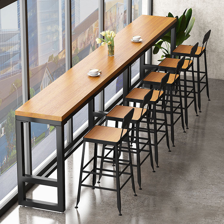 Industrial Table and Stool Set 1/4/7 Pcs Solid Wood Bar Table with Iron Base Stools