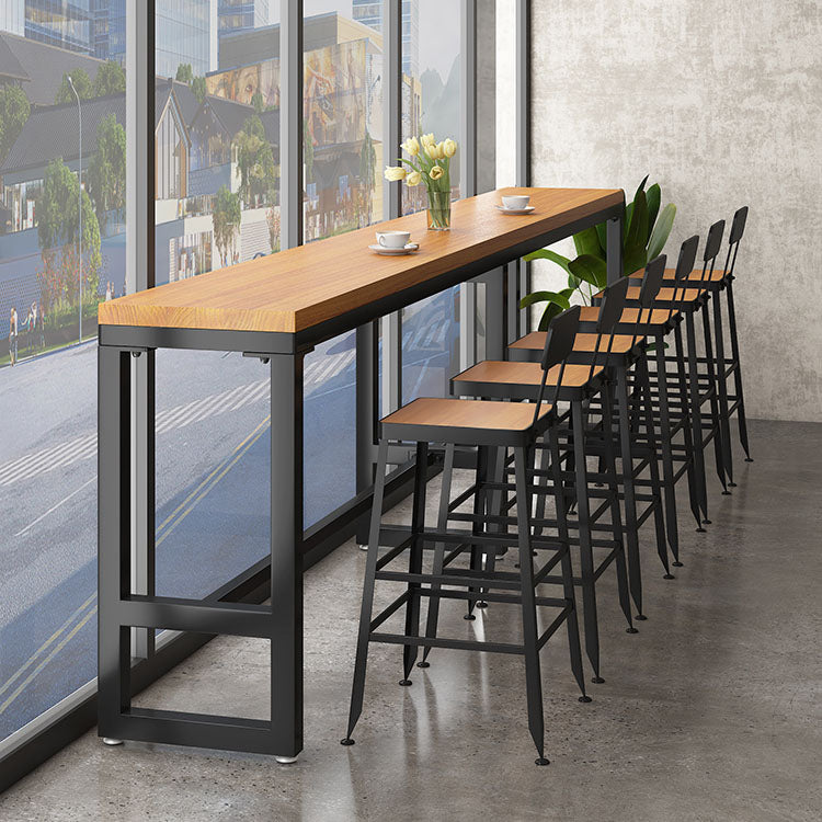 Industrial Table and Stool Set 1/4/7 Pcs Solid Wood Bar Table with Iron Base Stools