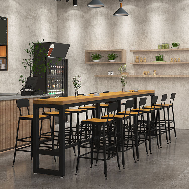 Industrial Table and Stool Set 1/4/7 Pcs Solid Wood Bar Table with Iron Base Stools