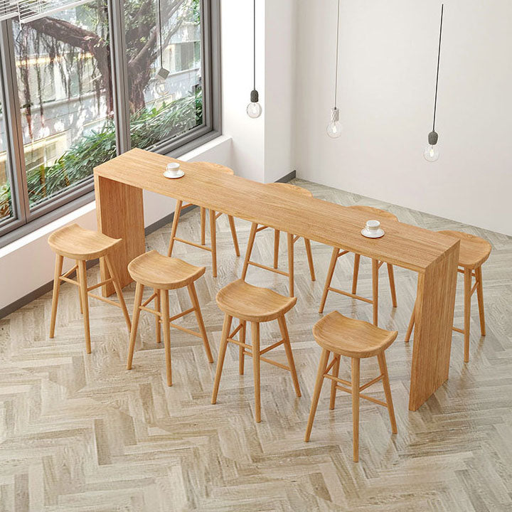 1/5/9 Pieces Luxurious Rectangular Pub Table Set Wooden Counter Table with Backless Stools