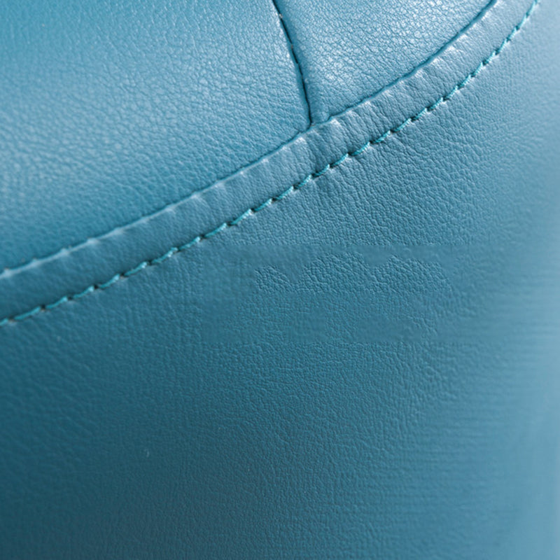 Modern Tufted Ottoman Water Resistant Genuine Leather Round Foot Stool Ottoman