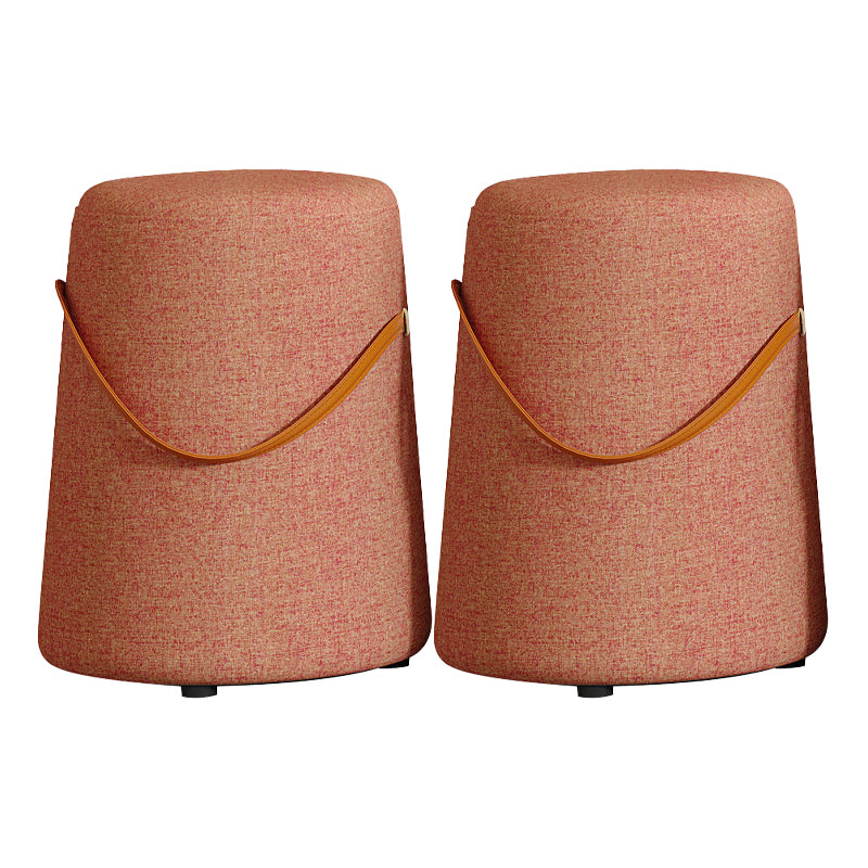Contemporary Footstool Ottoman Fabric Upholstered Portable Round Ottoman