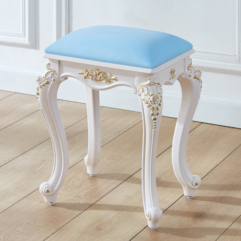 Vintage PU Leather Ottoman Plain Rectangle Stain Resistant Pouf Chair