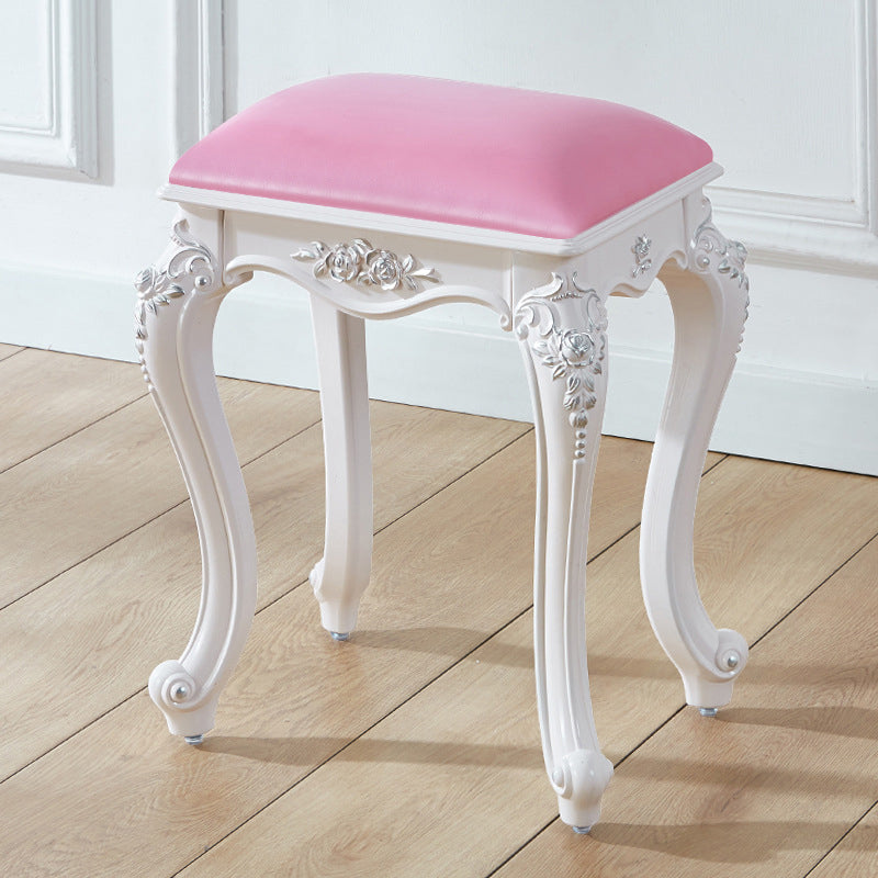 Vintage PU Leather Ottoman Plain Rectangle Stain Resistant Pouf Chair