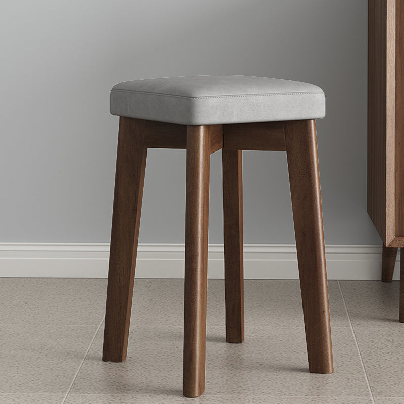Wood Pouf Contemporary Square Solid Color Ottoman with Wooden Feet