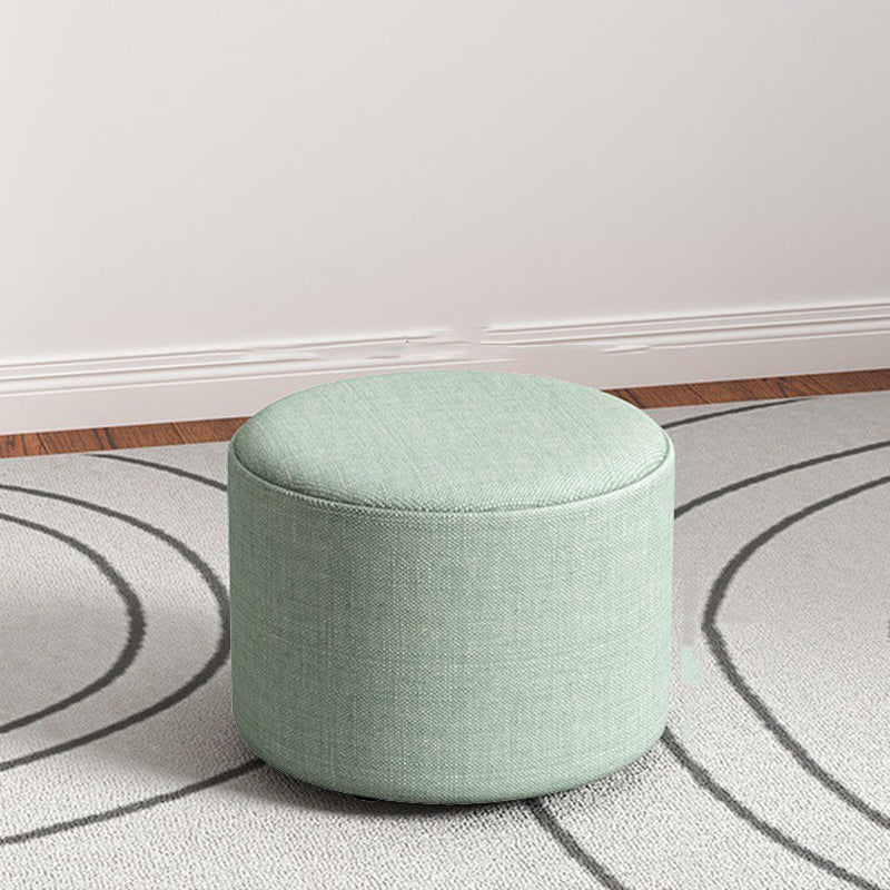 Contemporary Footstool Ottoman Fabric Upholstered Solid Color Round Ottoman