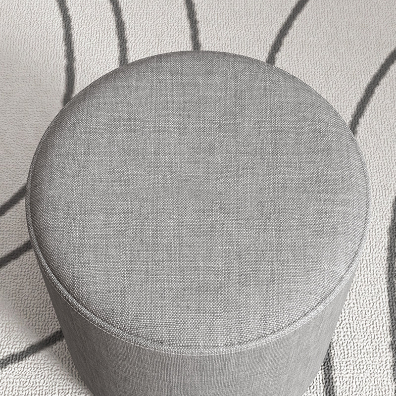 Contemporary Footstool Ottoman Fabric Upholstered Solid Color Round Ottoman