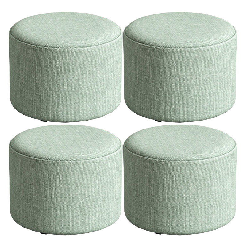 Contemporary Footstool Ottoman Fabric Upholstered Solid Color Round Ottoman