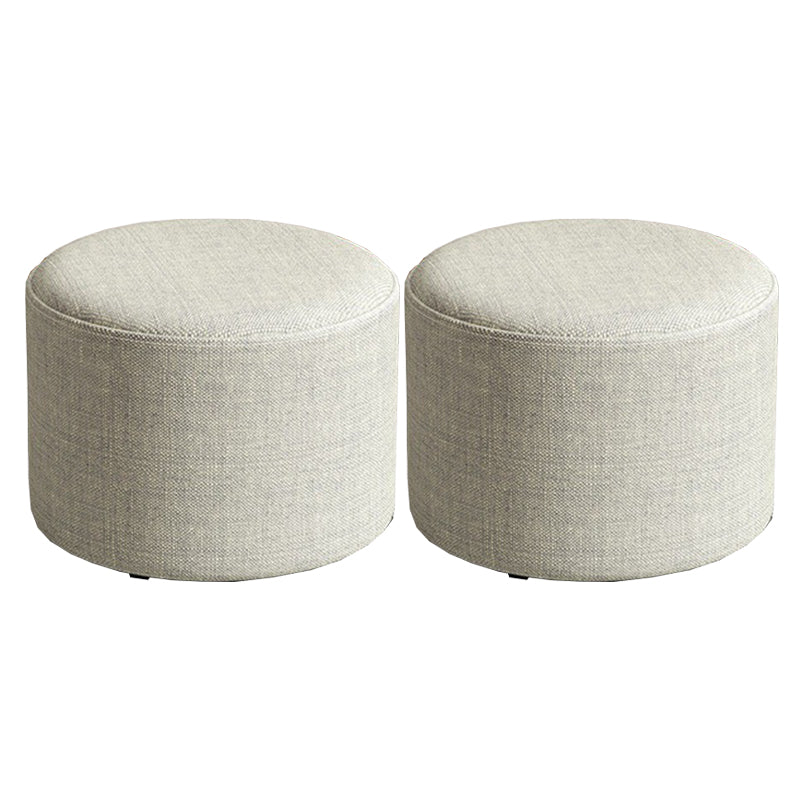 Contemporary Footstool Ottoman Fabric Upholstered Solid Color Round Ottoman