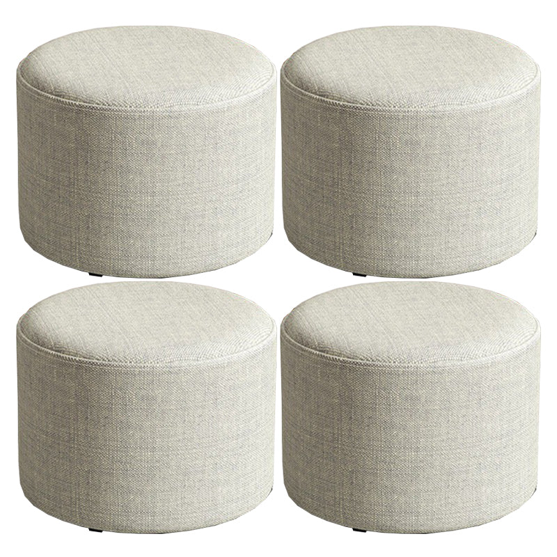 Contemporary Footstool Ottoman Fabric Upholstered Solid Color Round Ottoman