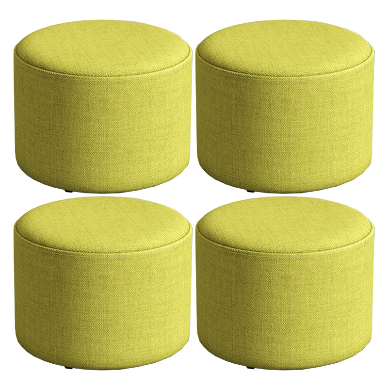 Contemporary Footstool Ottoman Fabric Upholstered Solid Color Round Ottoman