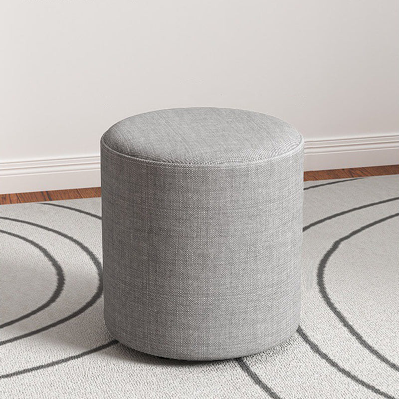 Contemporary Footstool Ottoman Fabric Upholstered Solid Color Round Ottoman