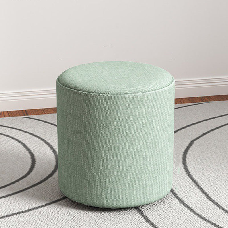 Contemporary Footstool Ottoman Fabric Upholstered Solid Color Round Ottoman