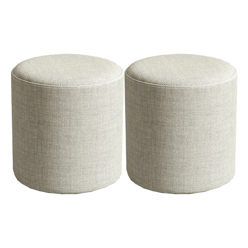 Contemporary Footstool Ottoman Fabric Upholstered Solid Color Round Ottoman