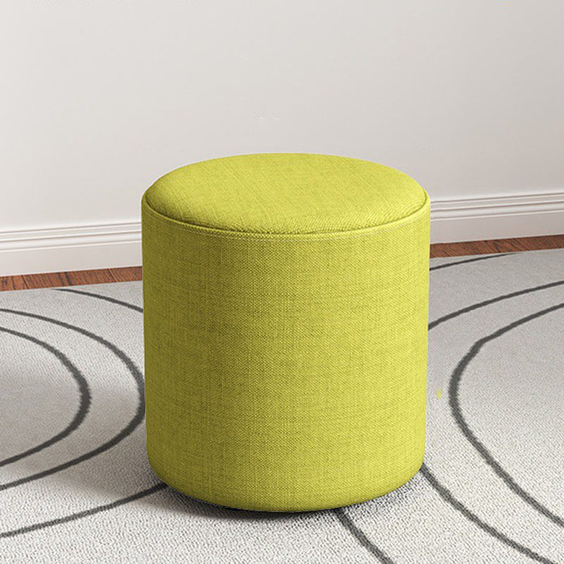 Contemporary Footstool Ottoman Fabric Upholstered Solid Color Round Ottoman