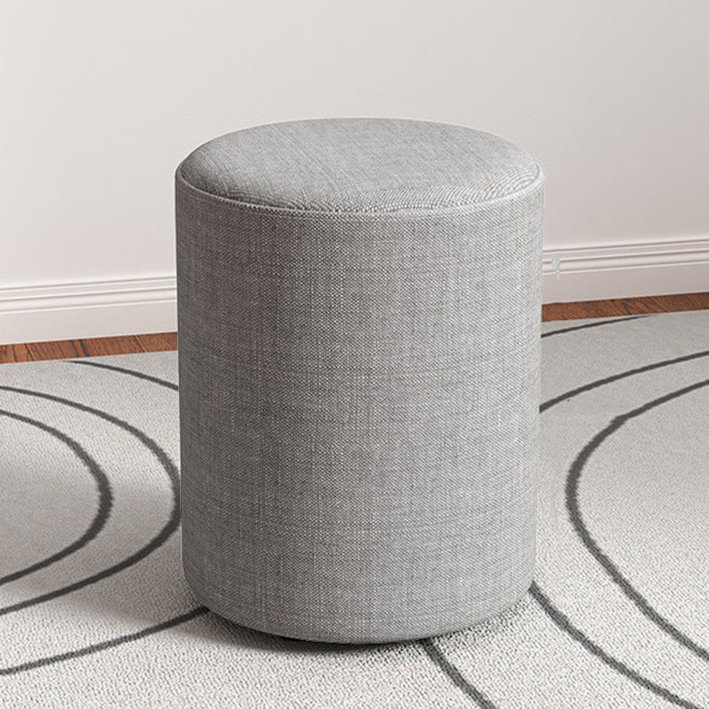 Contemporary Footstool Ottoman Fabric Upholstered Solid Color Round Ottoman