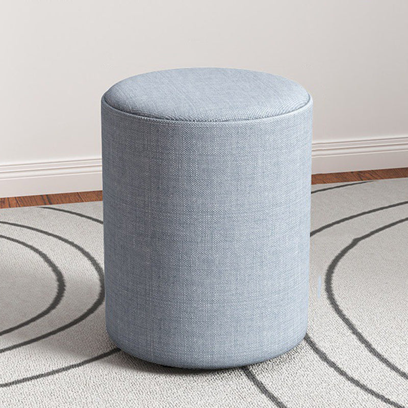 Contemporary Footstool Ottoman Fabric Upholstered Solid Color Round Ottoman