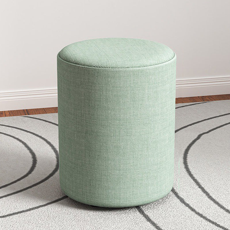 Contemporary Footstool Ottoman Fabric Upholstered Solid Color Round Ottoman