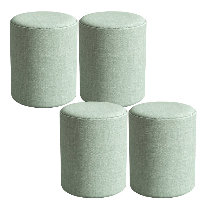 Contemporary Footstool Ottoman Fabric Upholstered Solid Color Round Ottoman