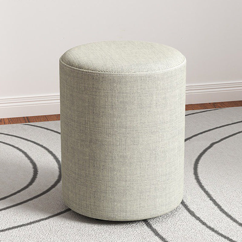 Contemporary Footstool Ottoman Fabric Upholstered Solid Color Round Ottoman