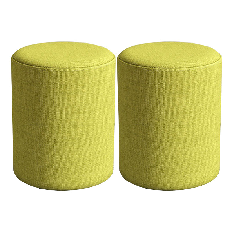 Contemporary Footstool Ottoman Fabric Upholstered Solid Color Round Ottoman