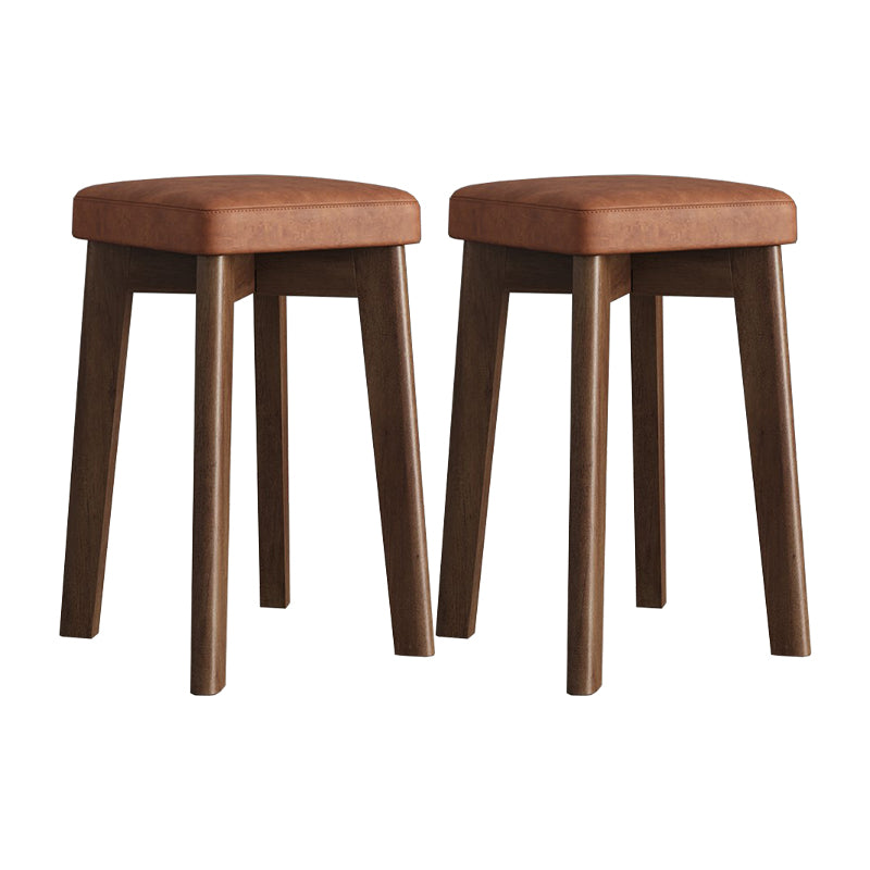 Cube Ottoman Mid-Century Modern Square Pure Color Faux Leather Stain Resistant Ottoman