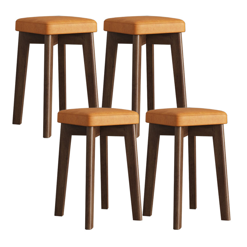 Cube Ottoman Mid-Century Modern Square Pure Color Faux Leather Stain Resistant Ottoman