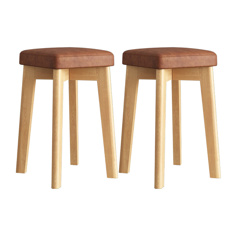 Cube Ottoman Mid-Century Modern Square Pure Color Faux Leather Stain Resistant Ottoman