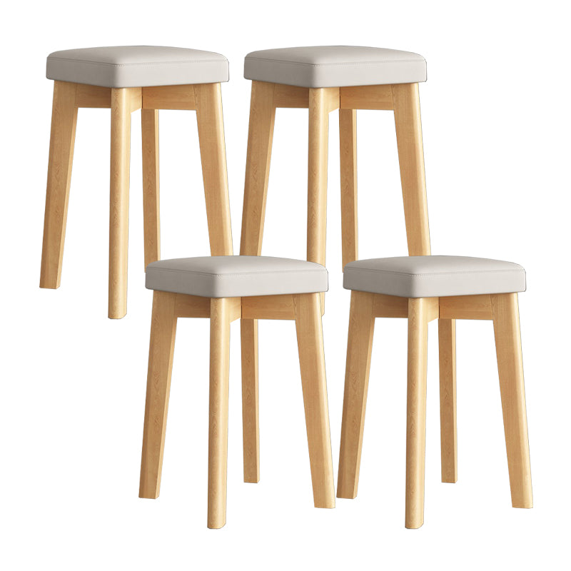 Cube Ottoman Mid-Century Modern Square Pure Color Faux Leather Stain Resistant Ottoman