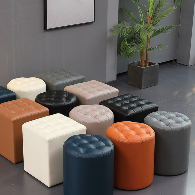 Genuine Leather Ottoman Tufted Square Whole Colored Water Resistant Cube Ottoman