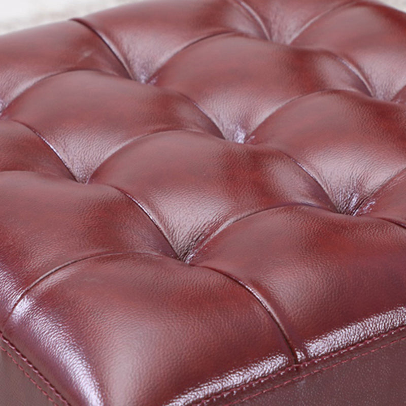 Genuine Leather Ottoman Tufted Square Whole Colored Water Resistant Cube Ottoman