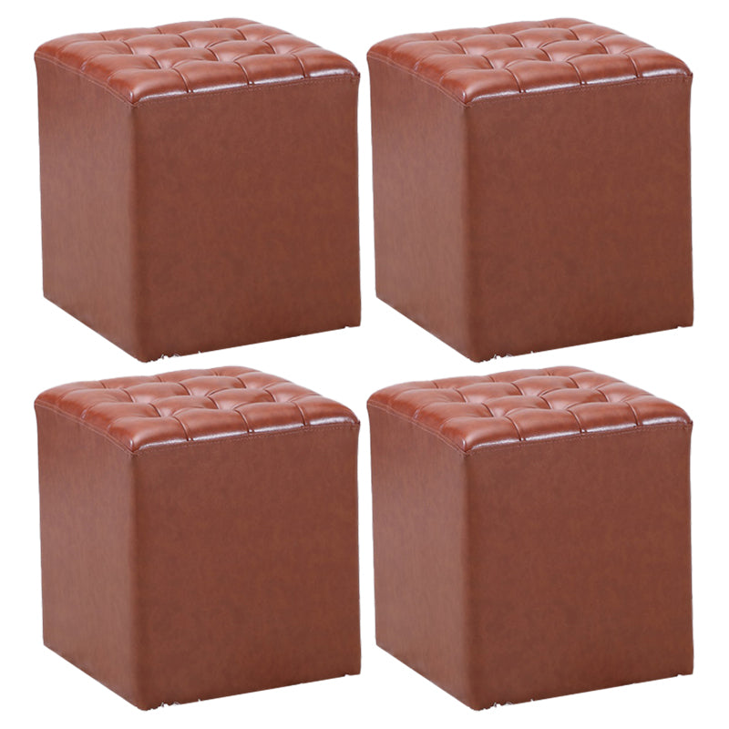 Genuine Leather Ottoman Tufted Square Whole Colored Water Resistant Cube Ottoman