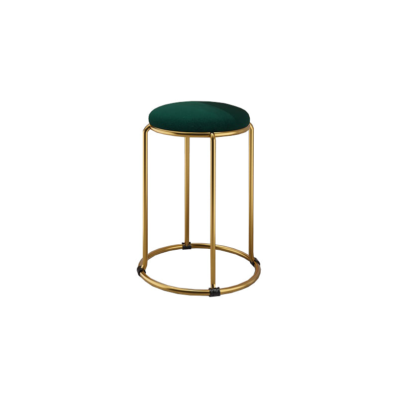 Contemporary Ottoman Fabric Upholstered Metal Frame Round Ottoman